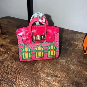 Pink and Green Designer Mini Handbag -Pink